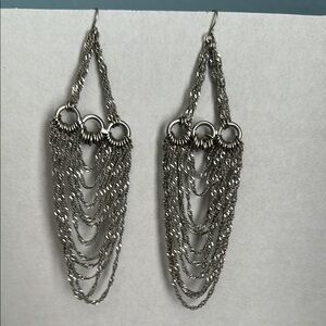 Long Elegant Silver Chain Dangle Earrings